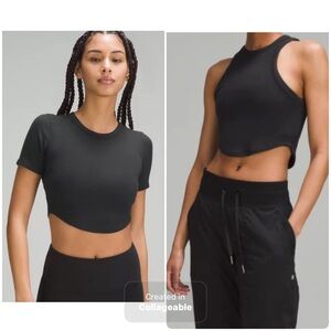 Lululemon hold tight cropped tank and tee in black